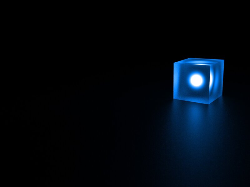 Glowing Blue Cube — Minimalist