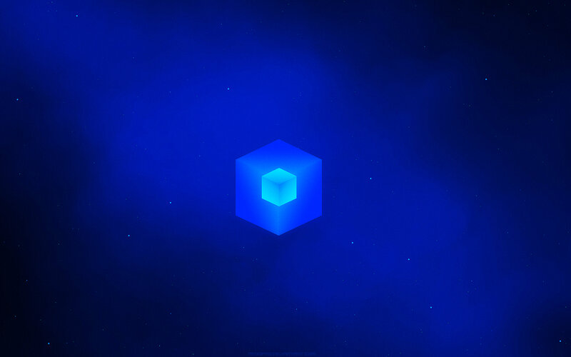 Glowing Blue Cube — Serene