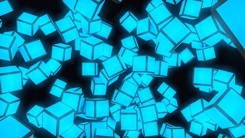 Glowing Blue Cubes — Abstract