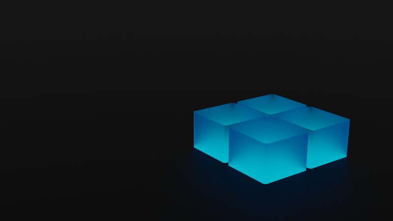 Glowing Blue Cubes — Minimalist