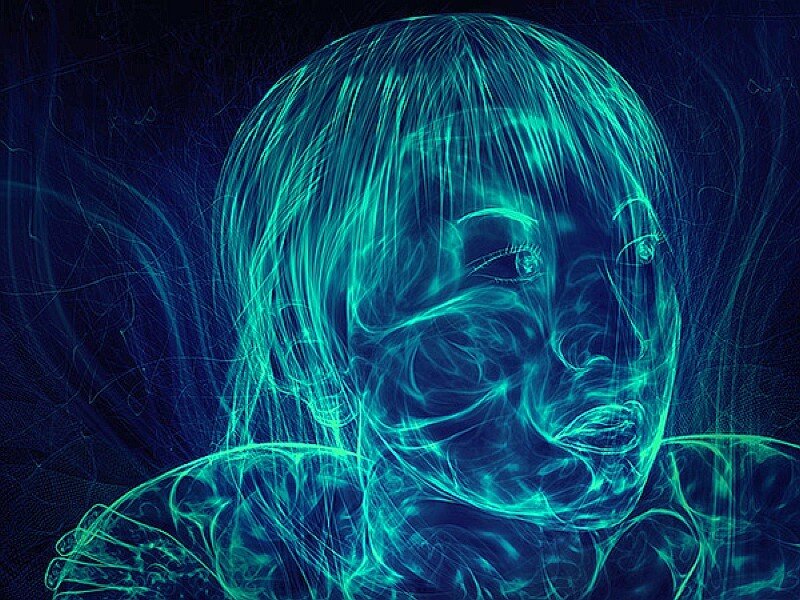 glowing blue digital portrait