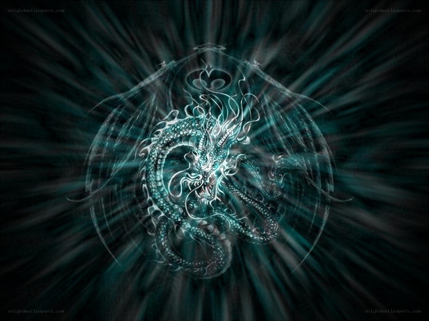 glowing blue dragon artwork