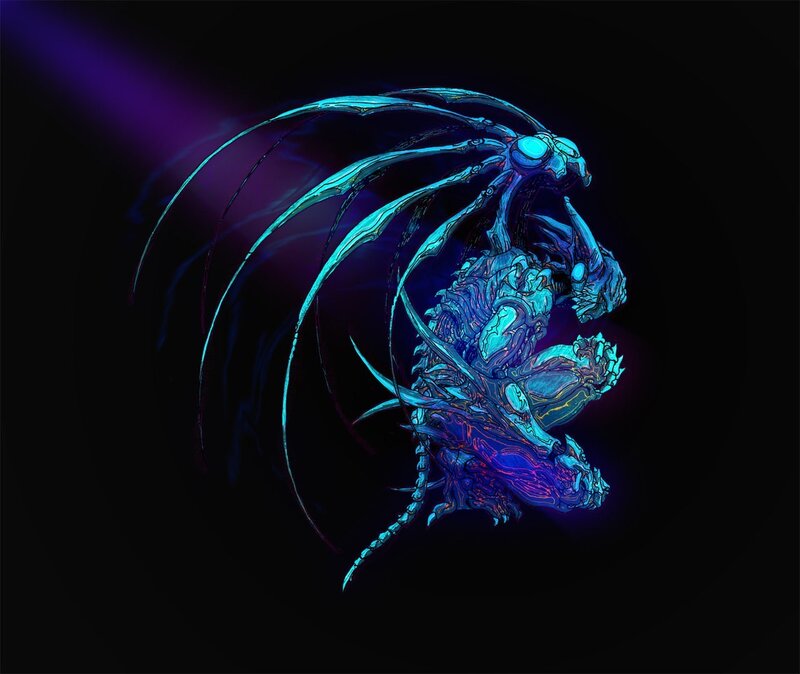 glowing blue dragon creature