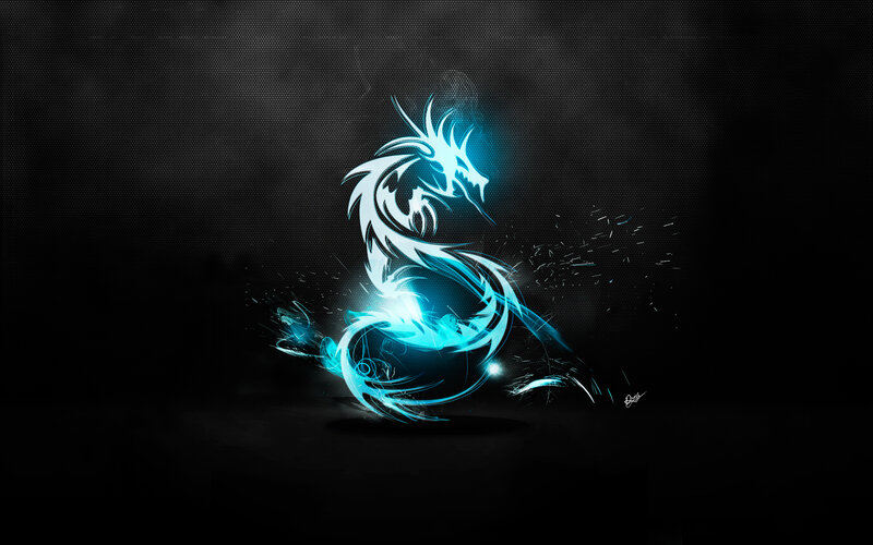 glowing blue dragon design