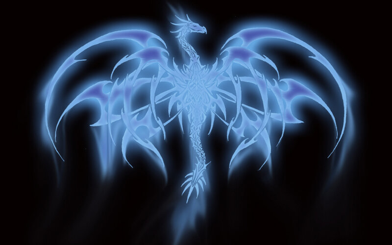 glowing blue dragon design