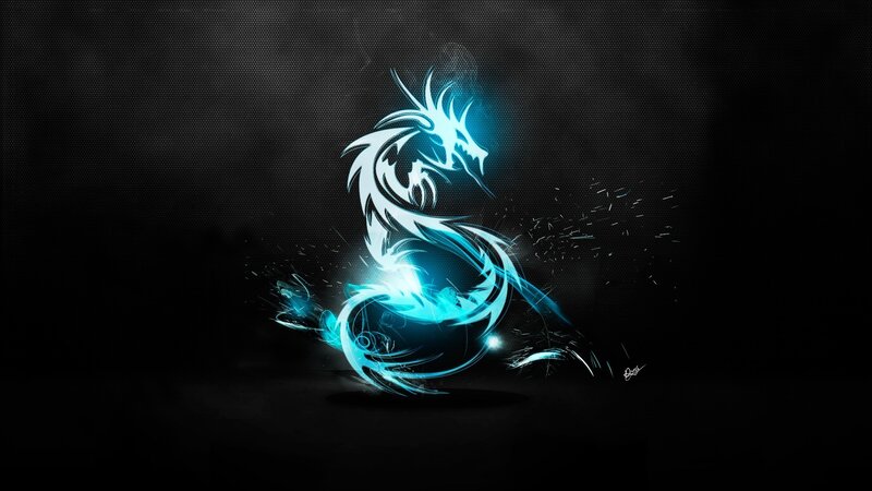 Glowing Blue Dragon — Dramatic, Digital Art, Sparks, Light Trails