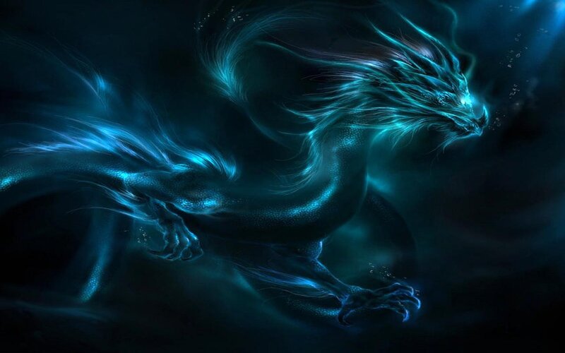 Glowing Blue Dragon — Dramatic
