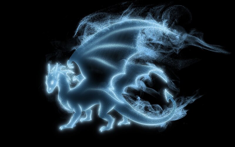 Glowing Blue Dragon — Mystical, Digital Art