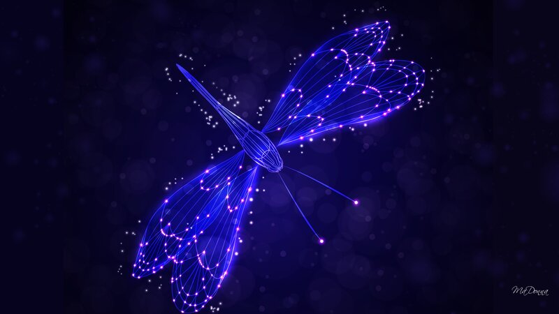 Glowing Blue Dragonfly