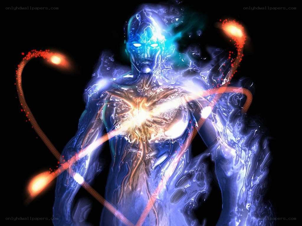 glowing blue energy being