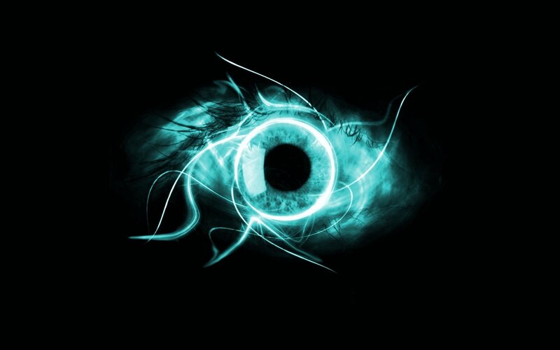 glowing blue eye design
