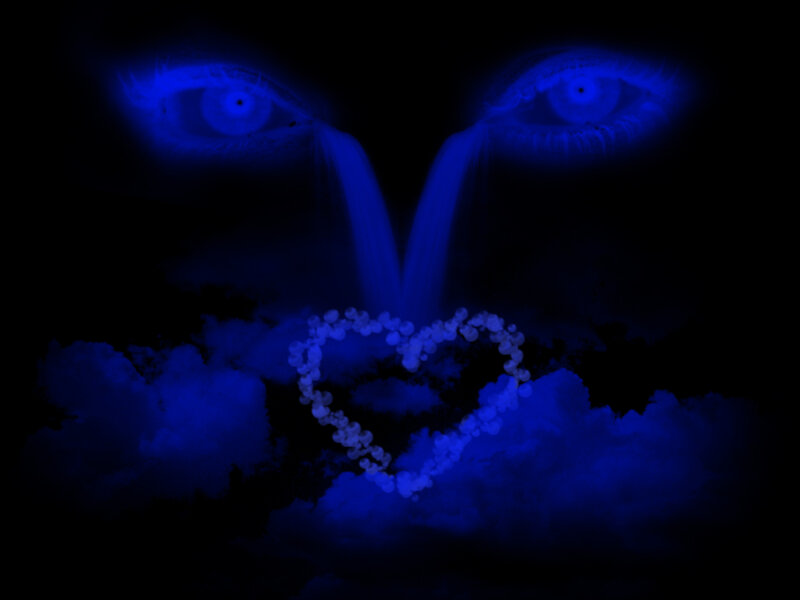 Glowing Blue Eyes — Dramatic, Night