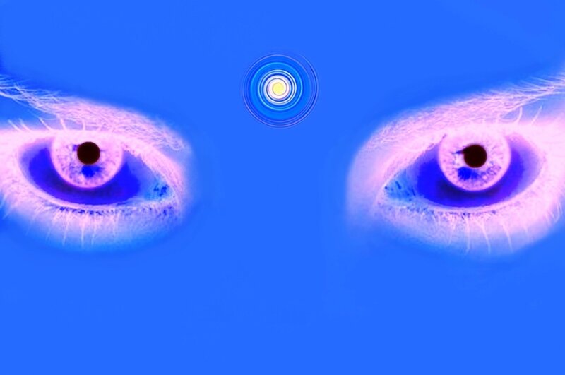 Glowing Blue Eyes — Mystical, Digital Art