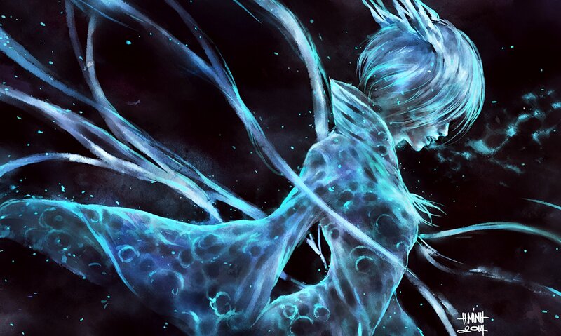 Glowing Blue Figure — Dramatic, Night, Digital Art