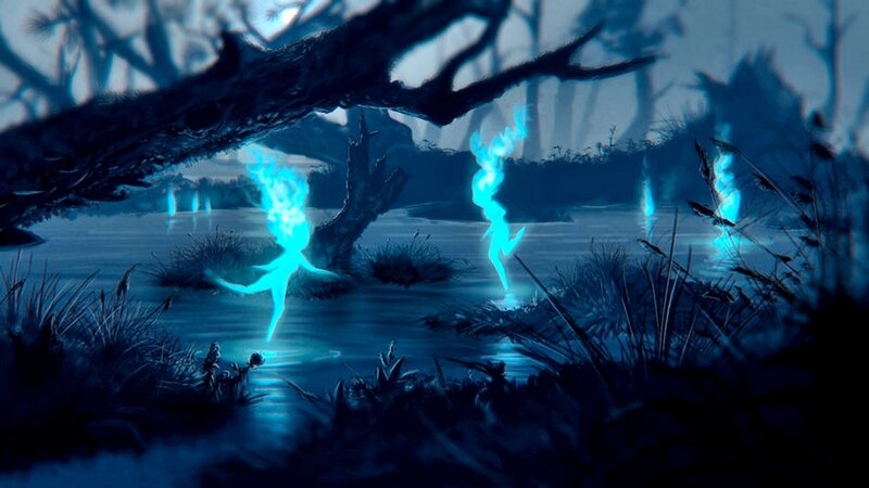 Glowing Blue Figures