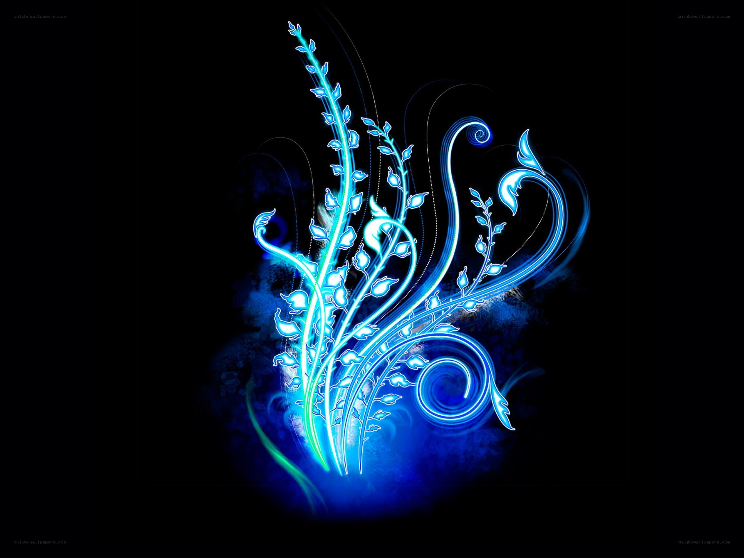 glowing blue floral design