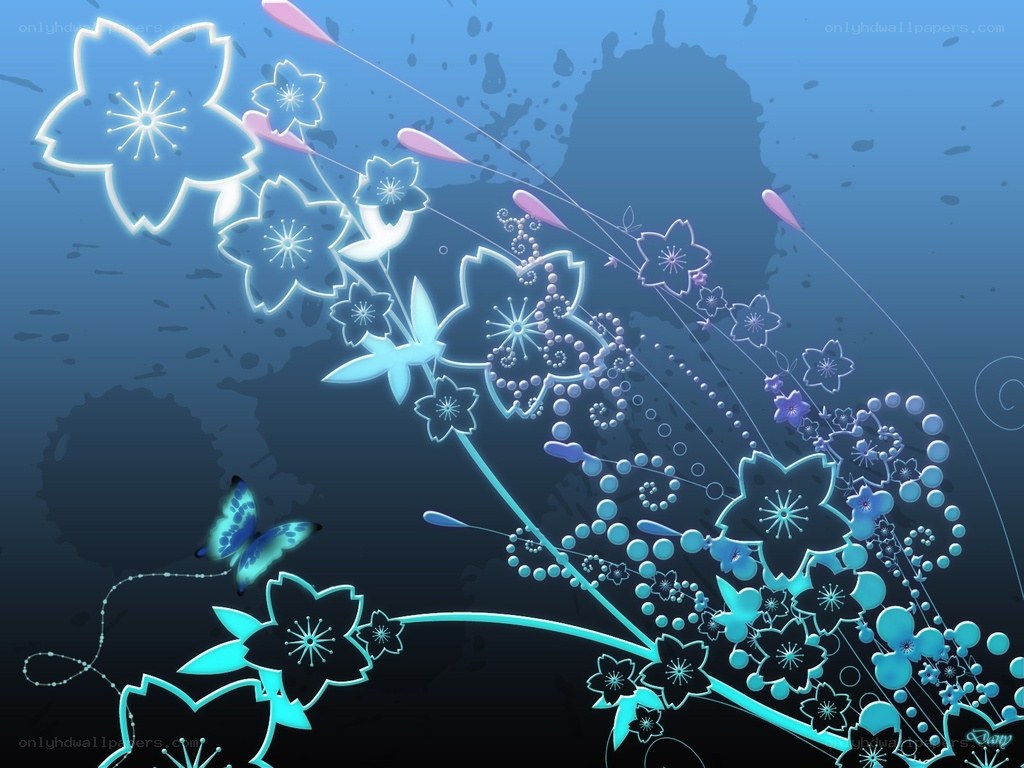 glowing blue floral design