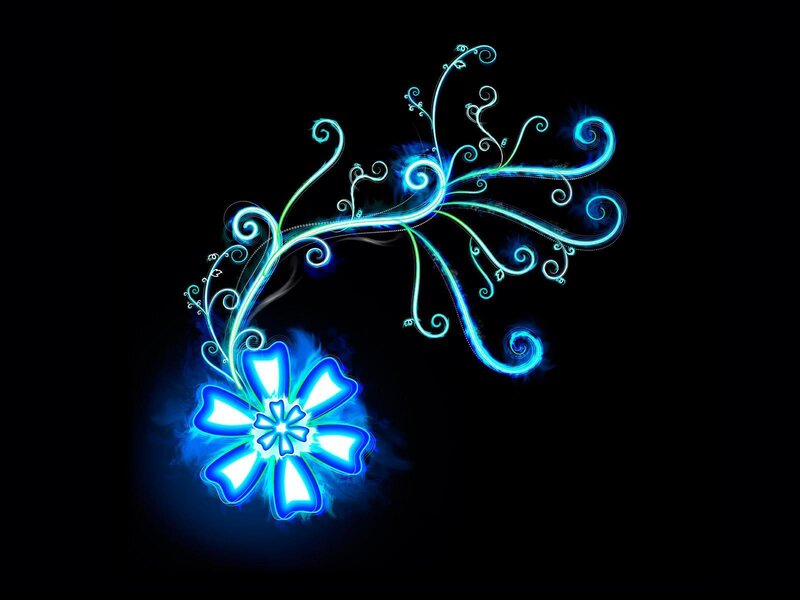 glowing blue floral design