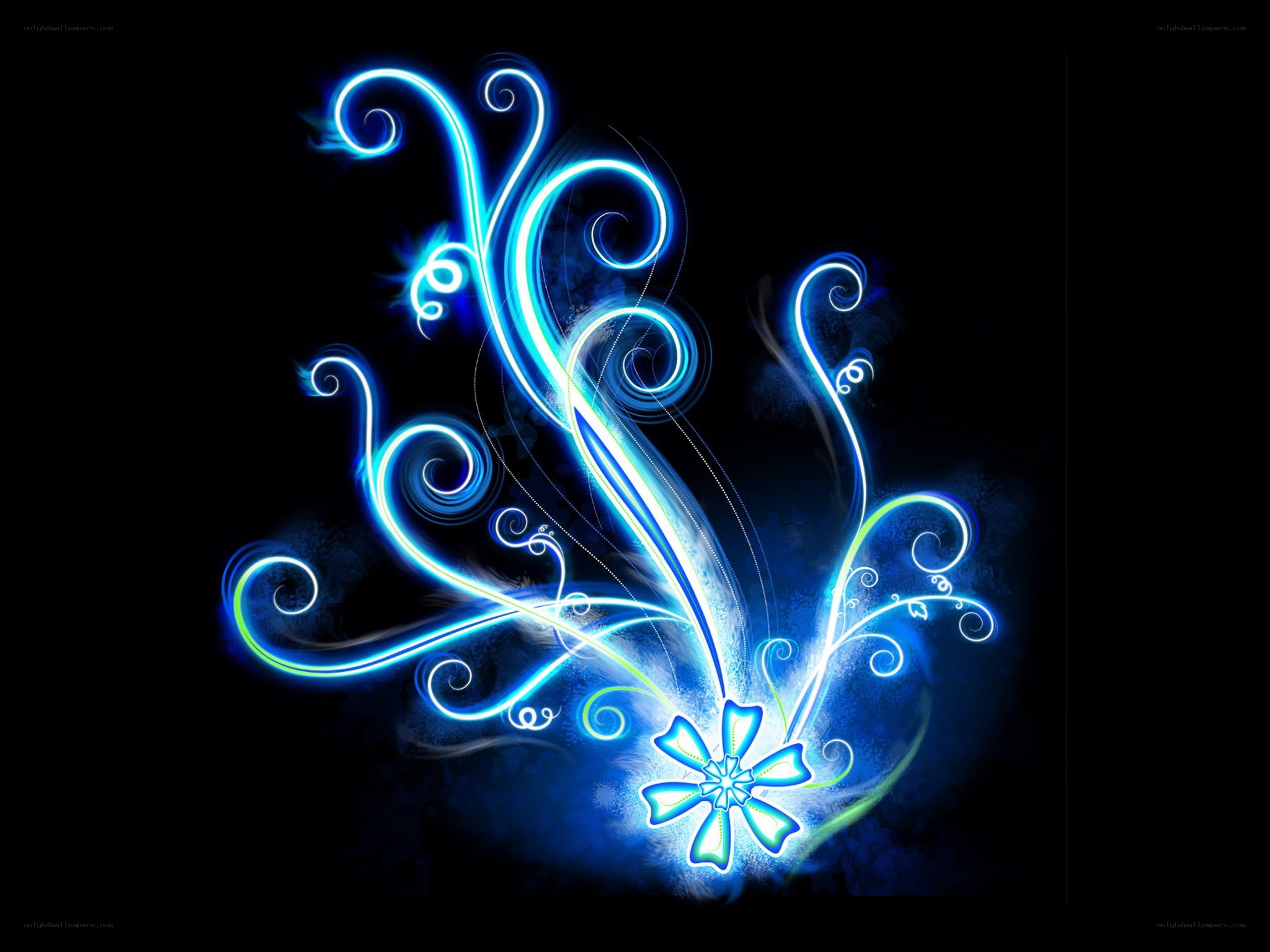 glowing blue floral design