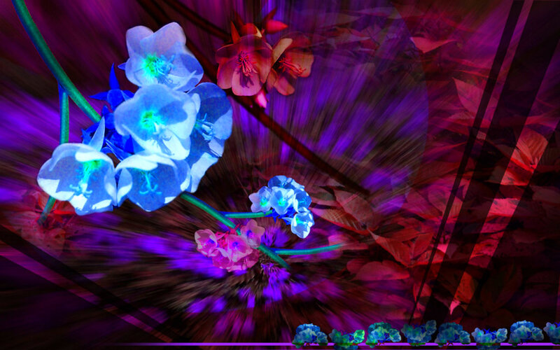Glowing Blue Flowers — Purple