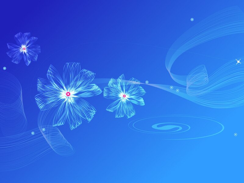 Glowing Blue Flowers — Serene, Digital Art