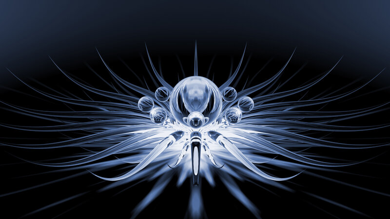 Glowing Blue Fractal Creature — Dramatic, Digital Art