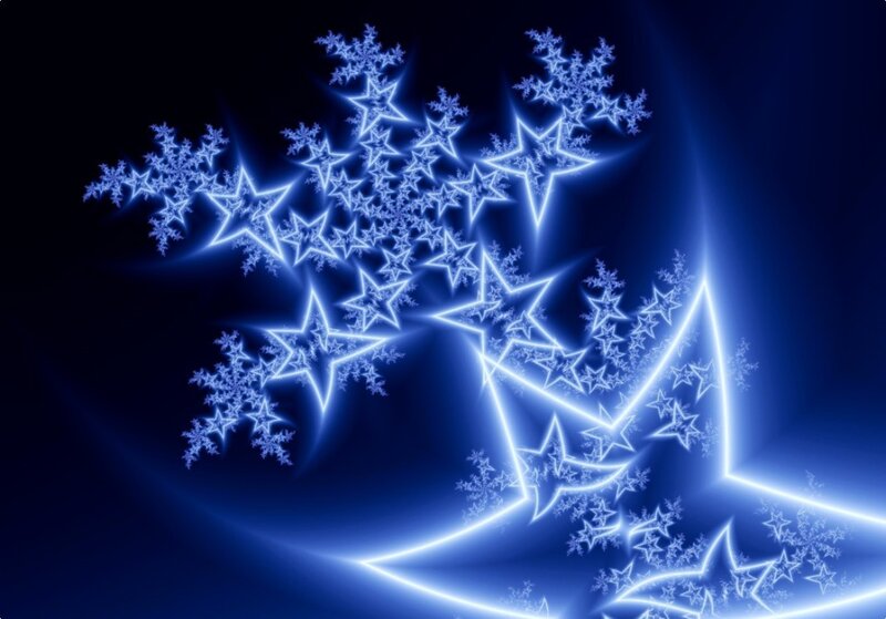 Glowing Blue Fractal Stars