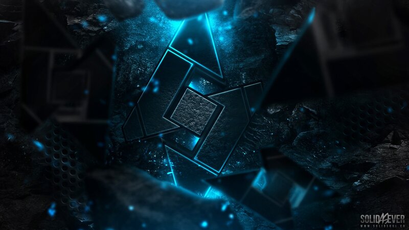 Glowing Blue Geometric Shapes — Black