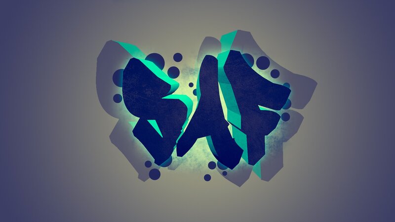 glowing blue graffiti text