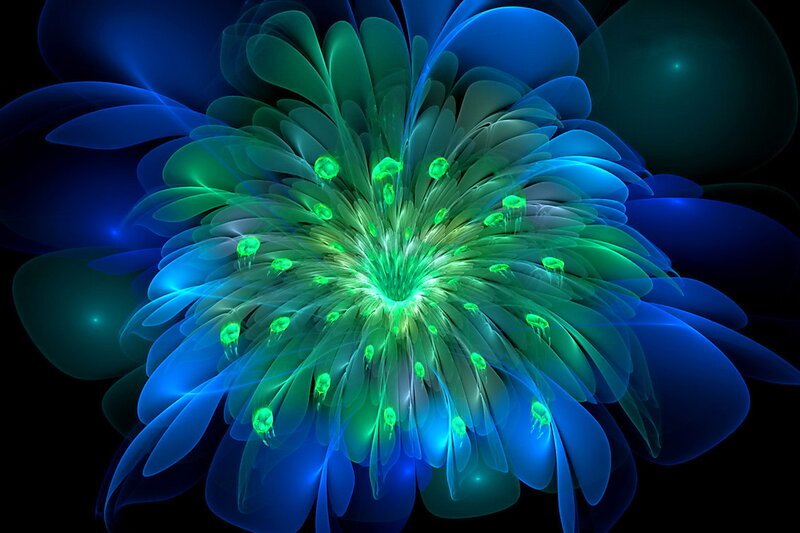 Glowing Blue-green Flower