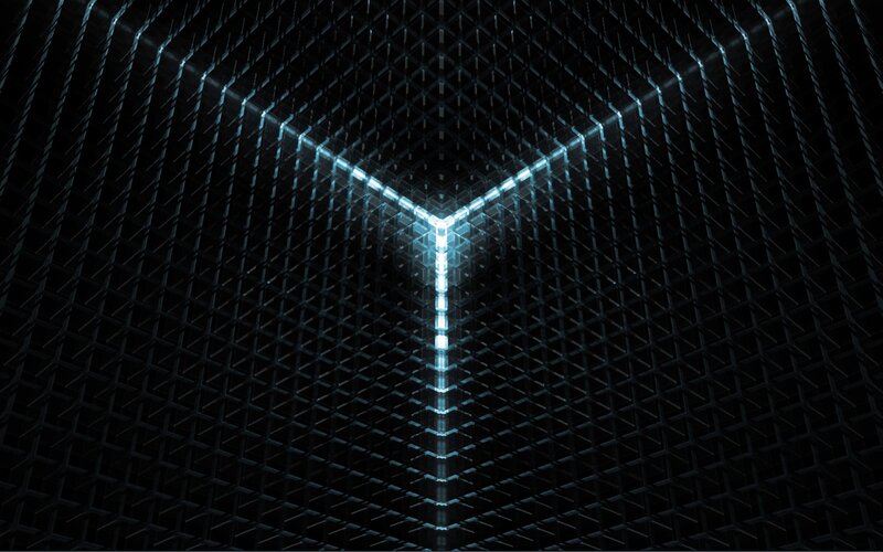 Glowing Blue Grid Tunnel