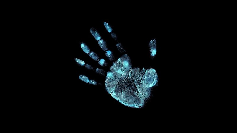Glowing Blue Handprint — Dramatic