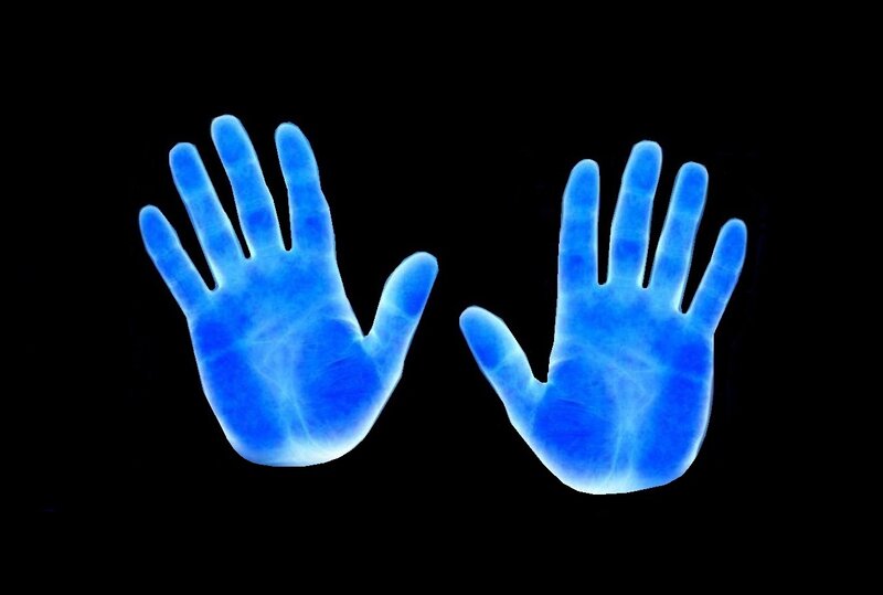 Glowing Blue Hands — Mysterious, Digital Art