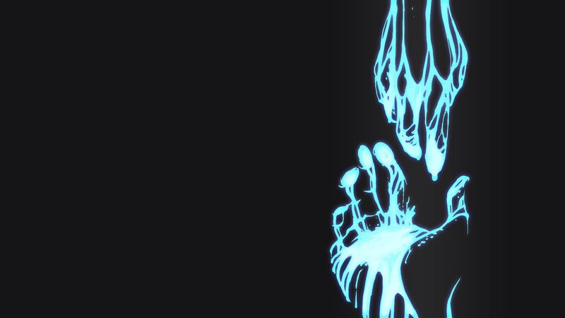 glowing blue hands reaching
