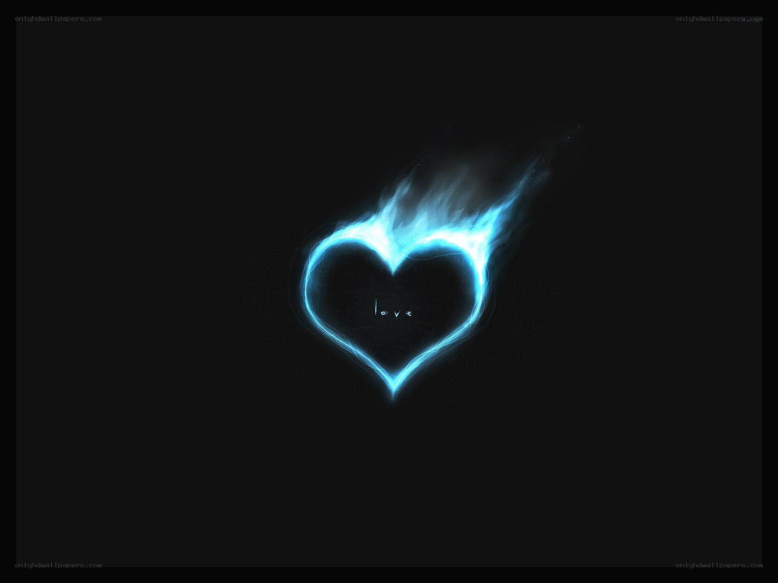 glowing blue heart flame