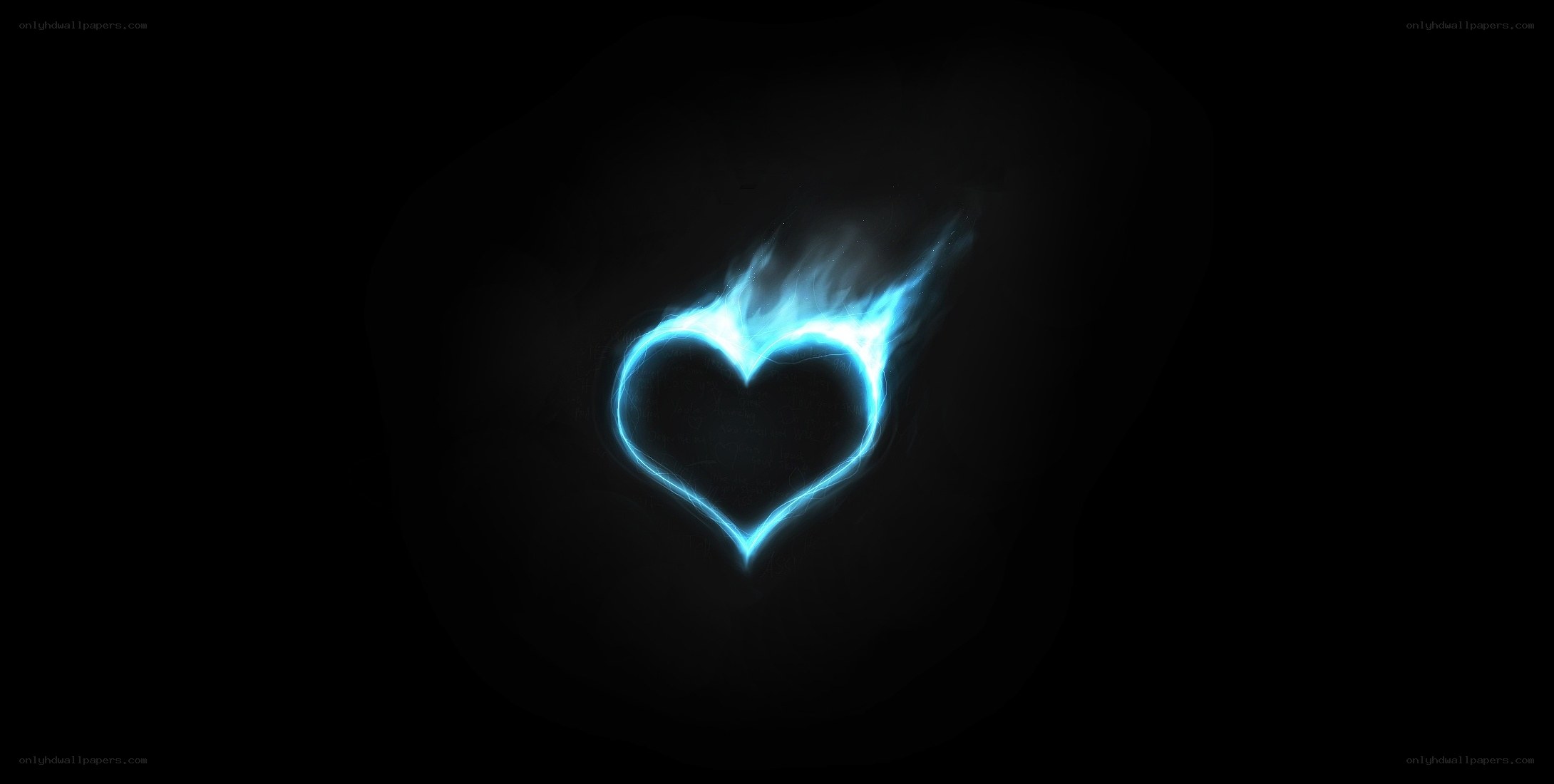 glowing blue heart flame