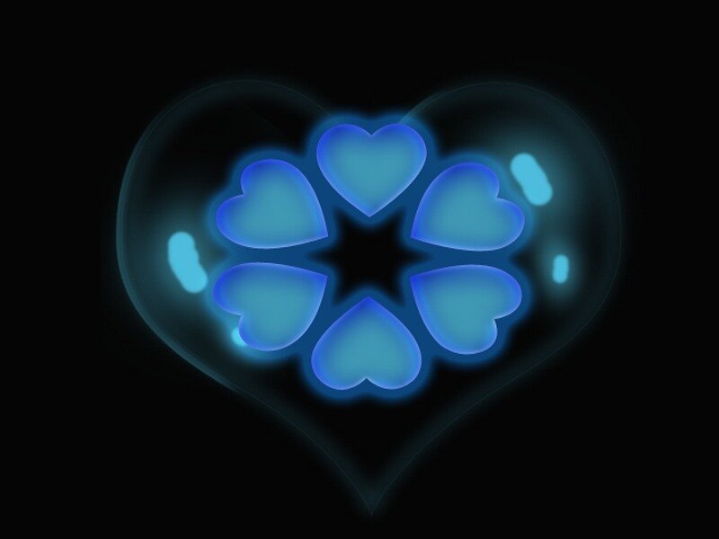 glowing blue heart flower