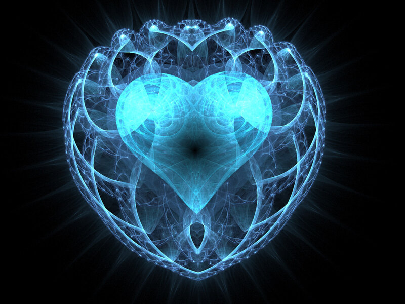 glowing blue heart fractal