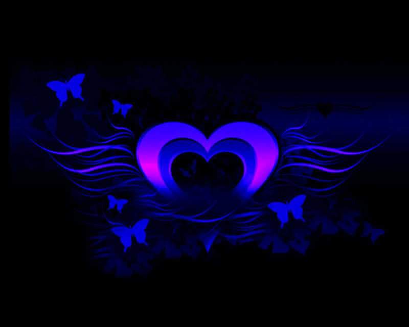 glowing blue heart with butterflies