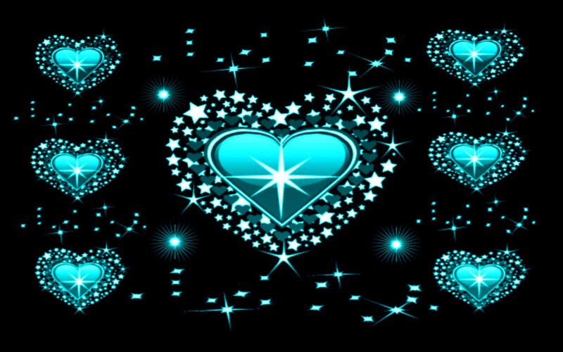 Glowing Blue Hearts