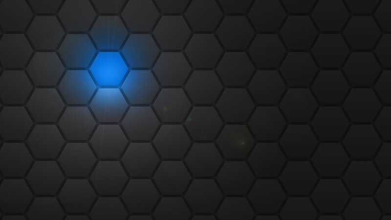 Glowing Blue Hexagon — Black, Dark