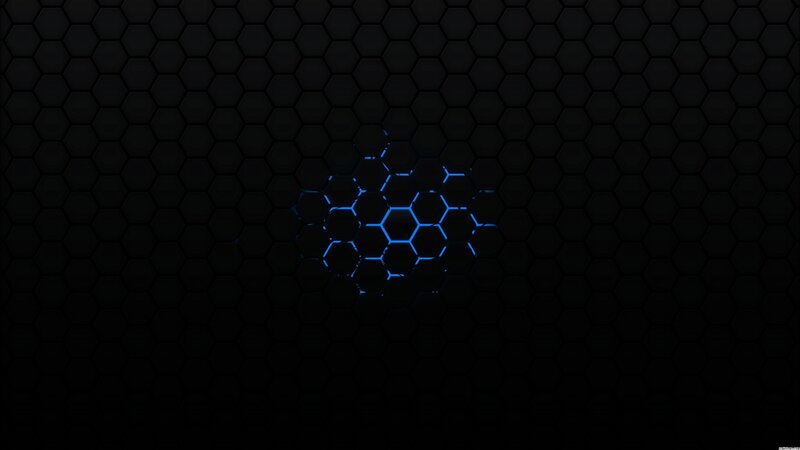 Glowing Blue Hexagons — Black