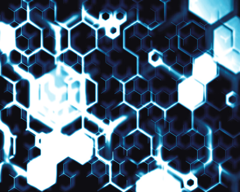 Glowing Blue Hexagons — Technological, Digital Art