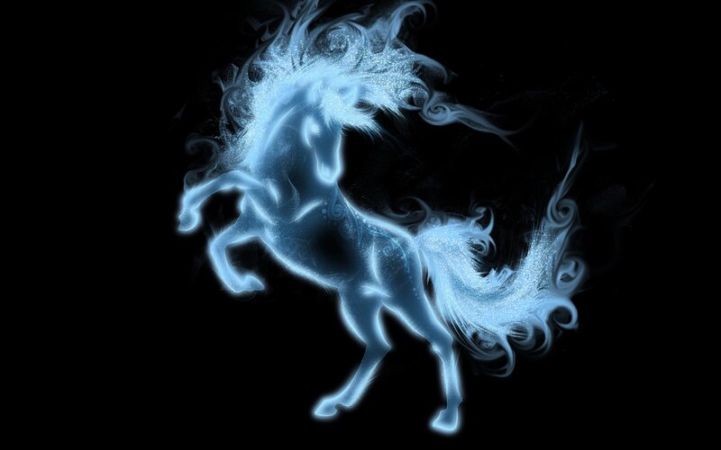 Glowing Blue Horse — Dramatic