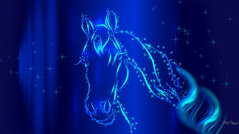 Glowing Blue Horse Head