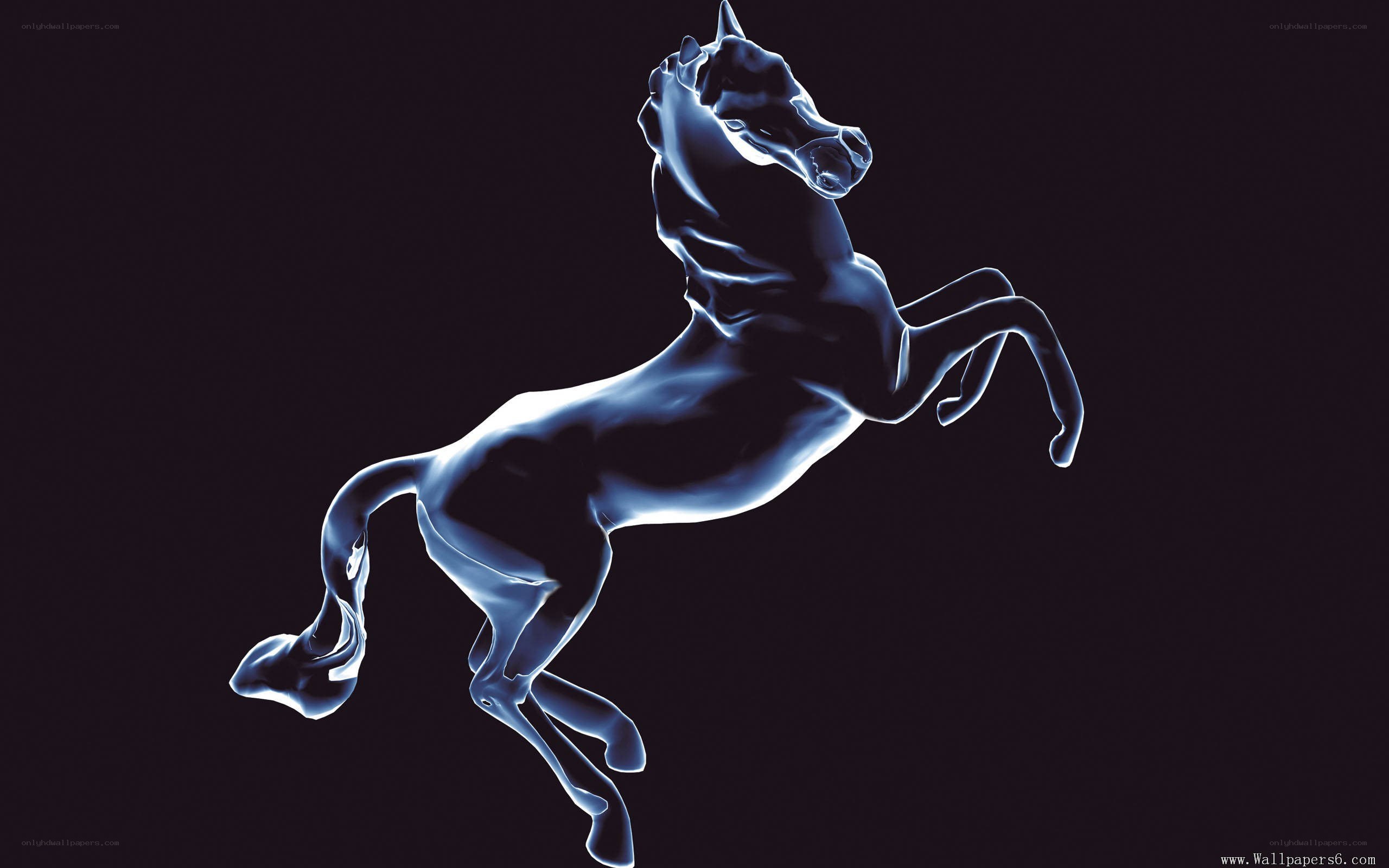 glowing blue horse sculpture