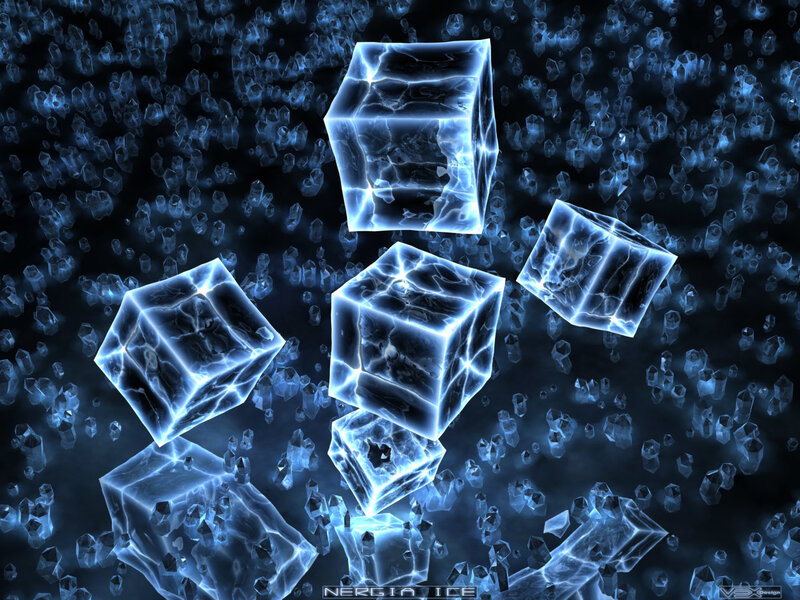 glowing blue ice cubes