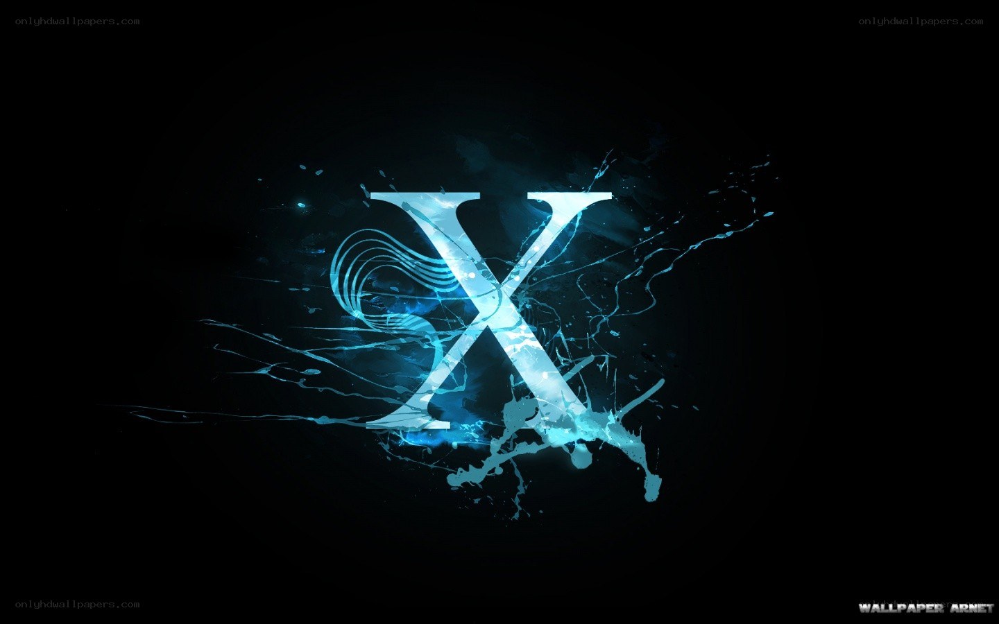 glowing blue letter X