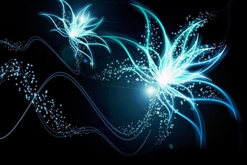 Glowing Blue Light Flowers