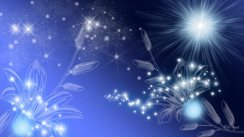 Glowing Blue Lilies